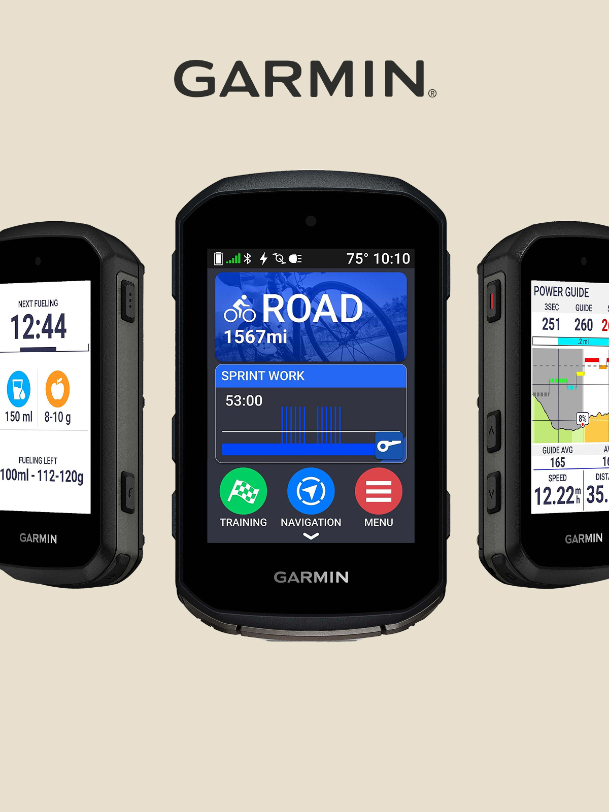 Garmin. Three bike computers.