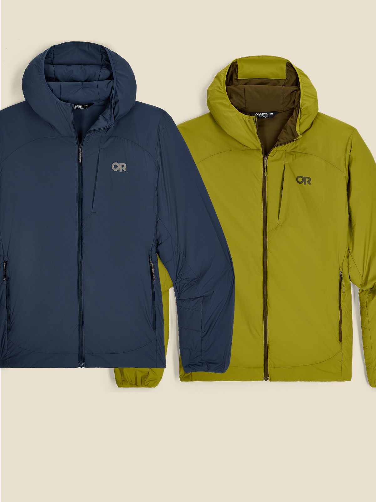 Two Outdoor Research insulated jackets.