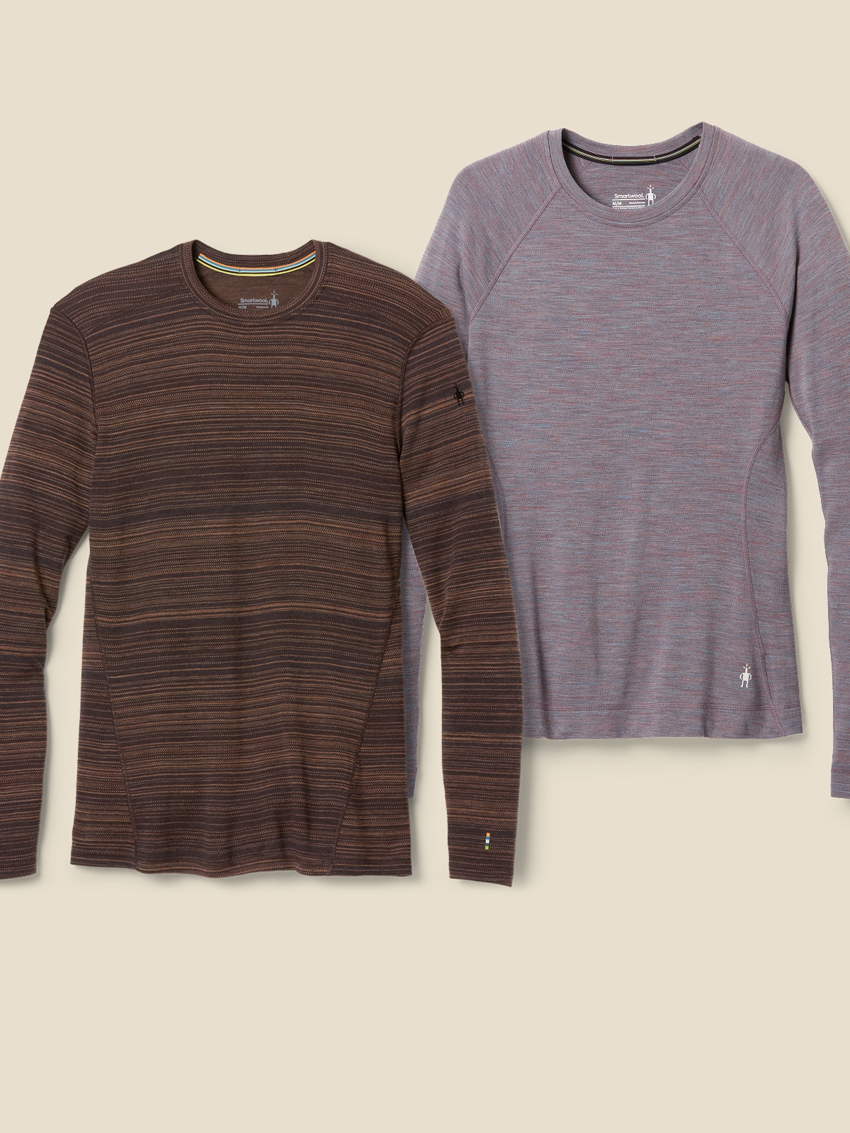Two Smartwool long-sleeve base layer tops.