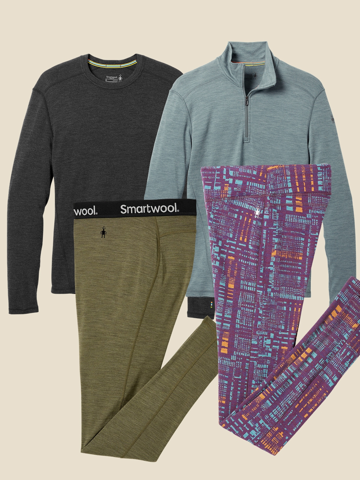 A selection of base layer tops and bottoms.