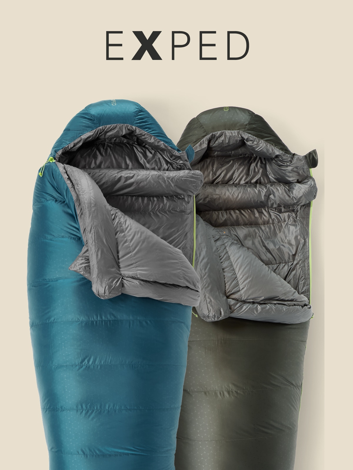 Exped. Two sleeping bags.