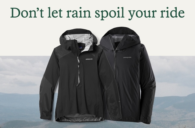 Cycling rain jackets. Headline: Don’t let rain spoil your ride