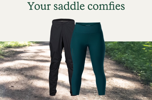 Cycling tights. Headline: Your saddle comfies