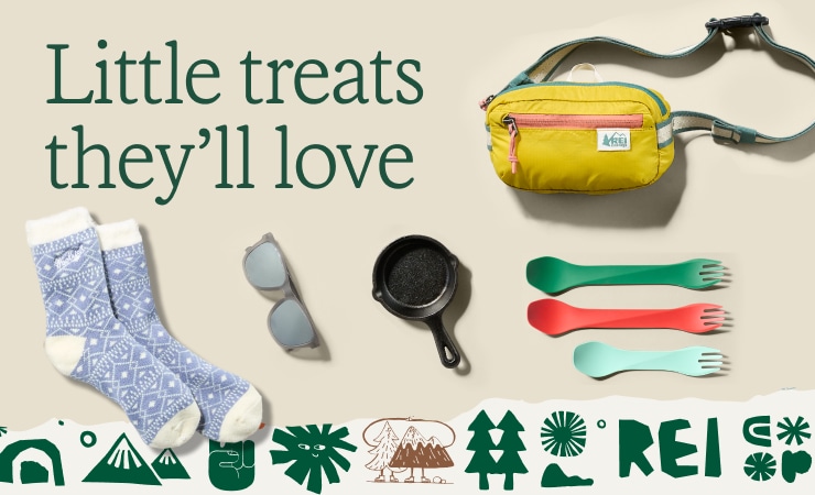 Socks, sunglasses and more stocking-sized gifts. Headline: Little treats they'll love