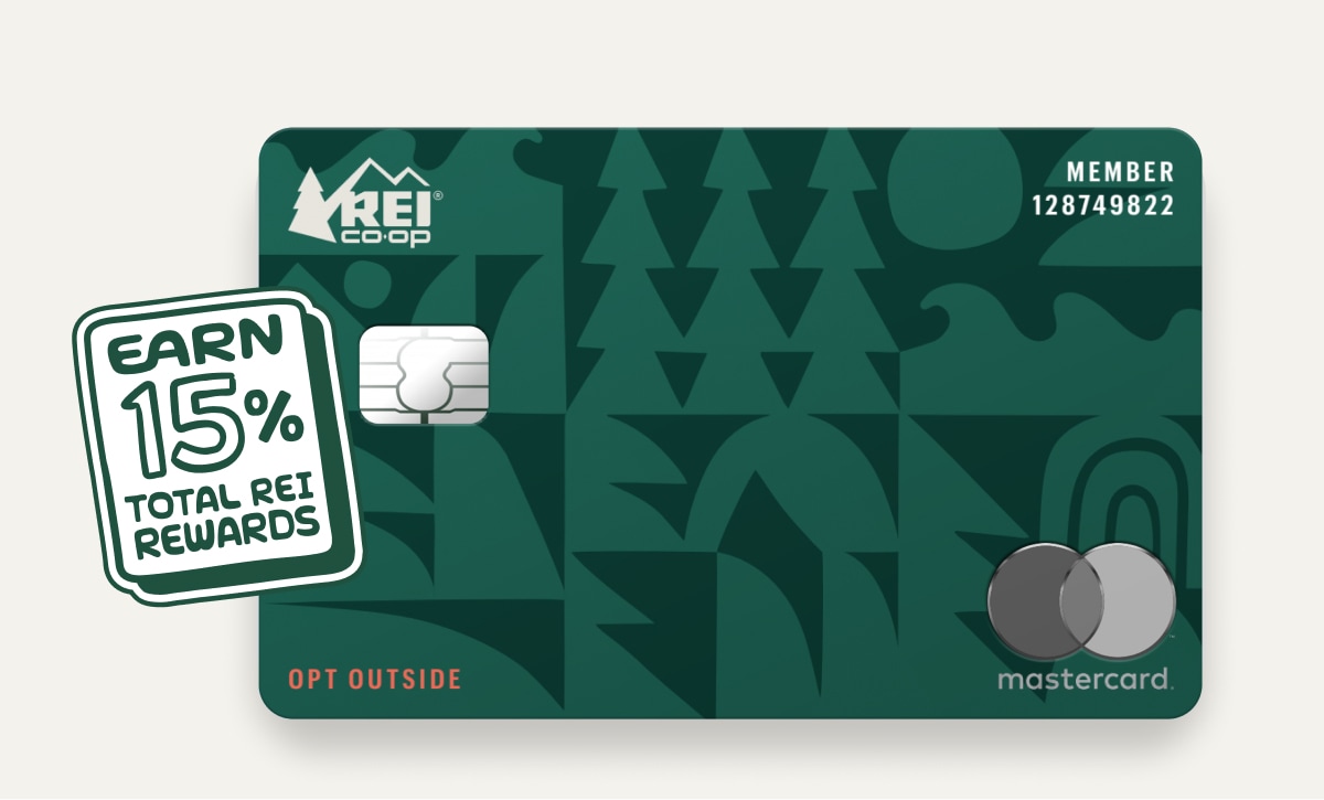 The R E I Co-op Mastercard. Earn 15% total R E I rewards.
