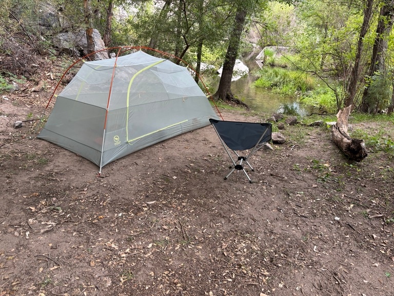 Picture of a tent at a backcountry campsite.