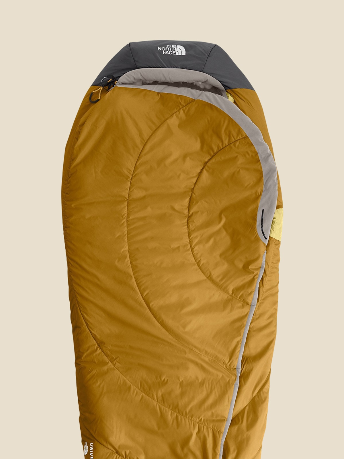 The North Face Universal One Sleeping Bag on a light colored background.