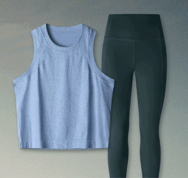 An animation flashing through different running clothing from LNDR and Janji.