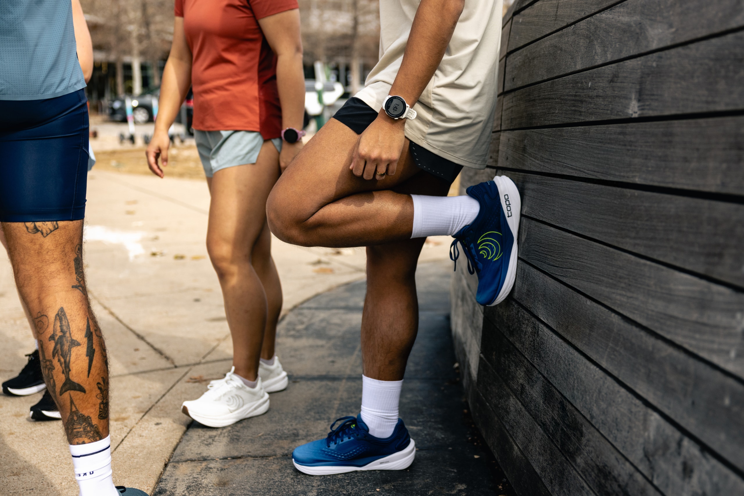 Runners in the Topo Athletic Phantom 4 road-running shoes