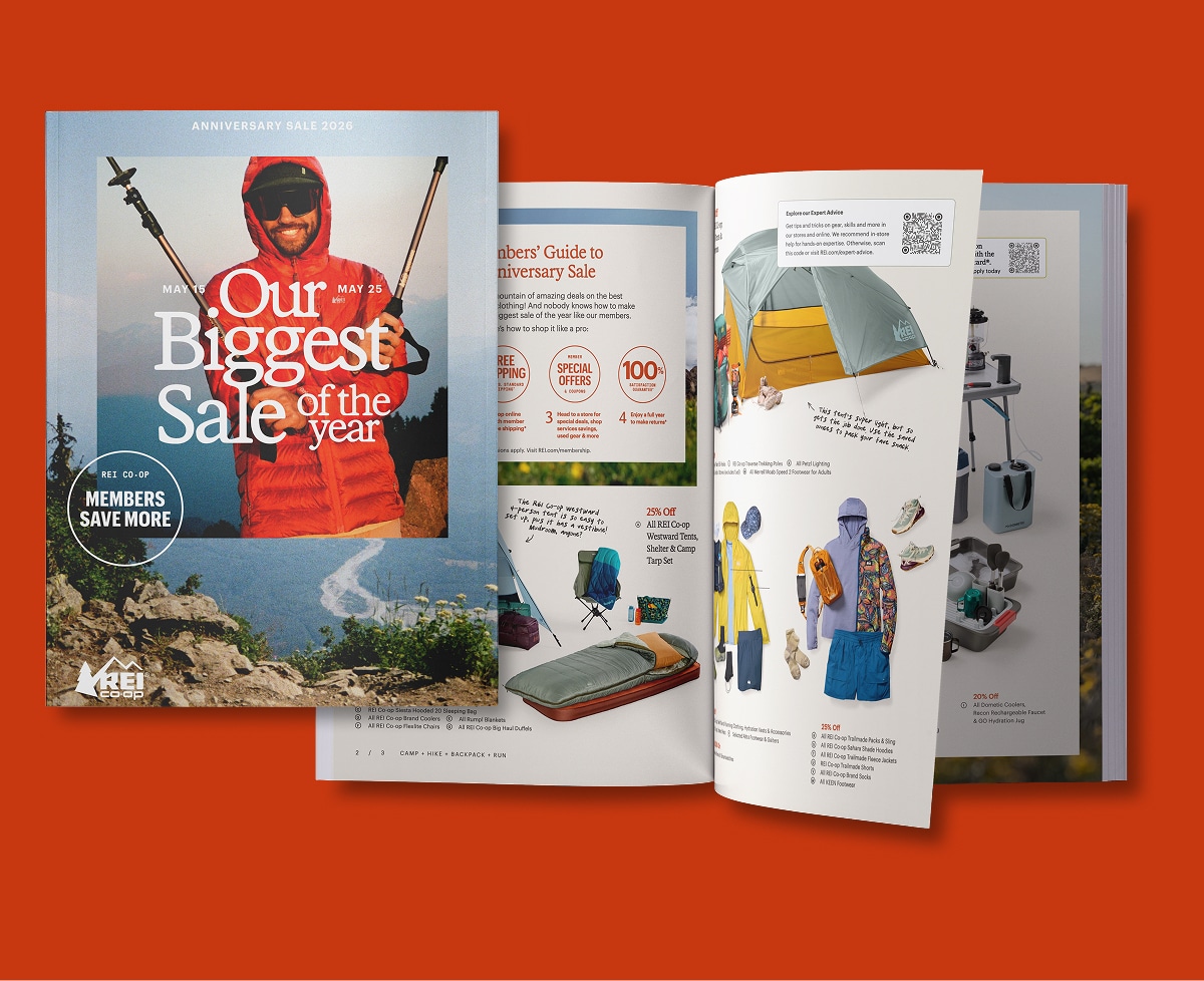 The 2026 Anniversary Sale catalog on a red background.