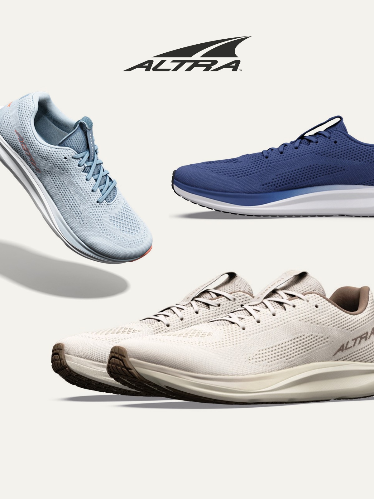 Running shoes from Altra on a light colored background.