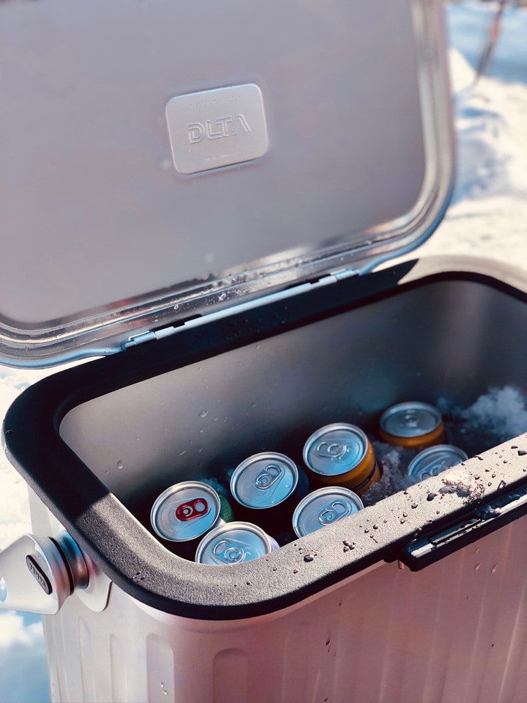 An ice chest filled with beverages