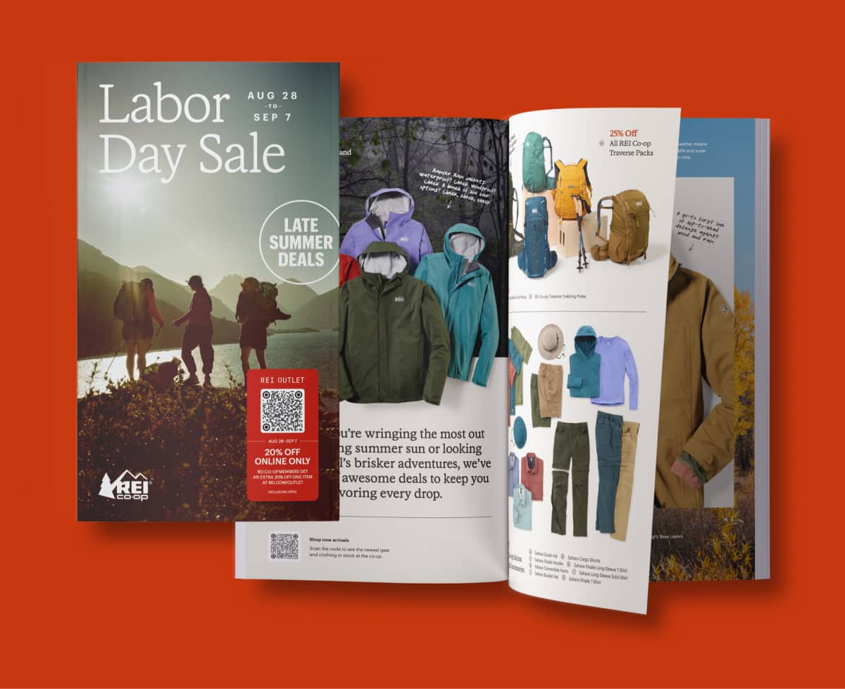 The Labor Day Sale catalog on a red background.