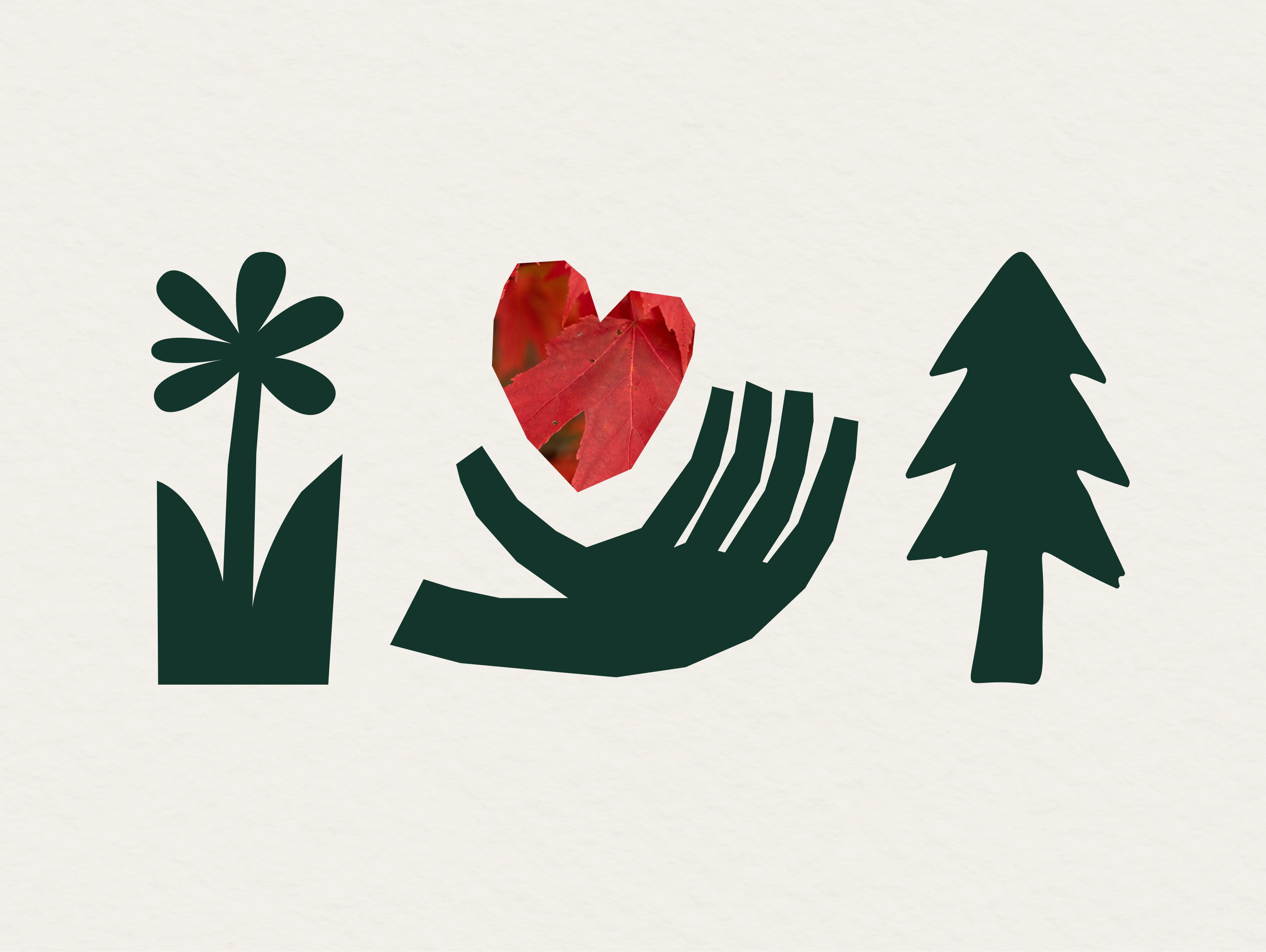Text reads: ‘National Public Lands Day’ with hand-drawn icons in the shape of a flower, a hand holding a red heart, and a tree on a light colored background.