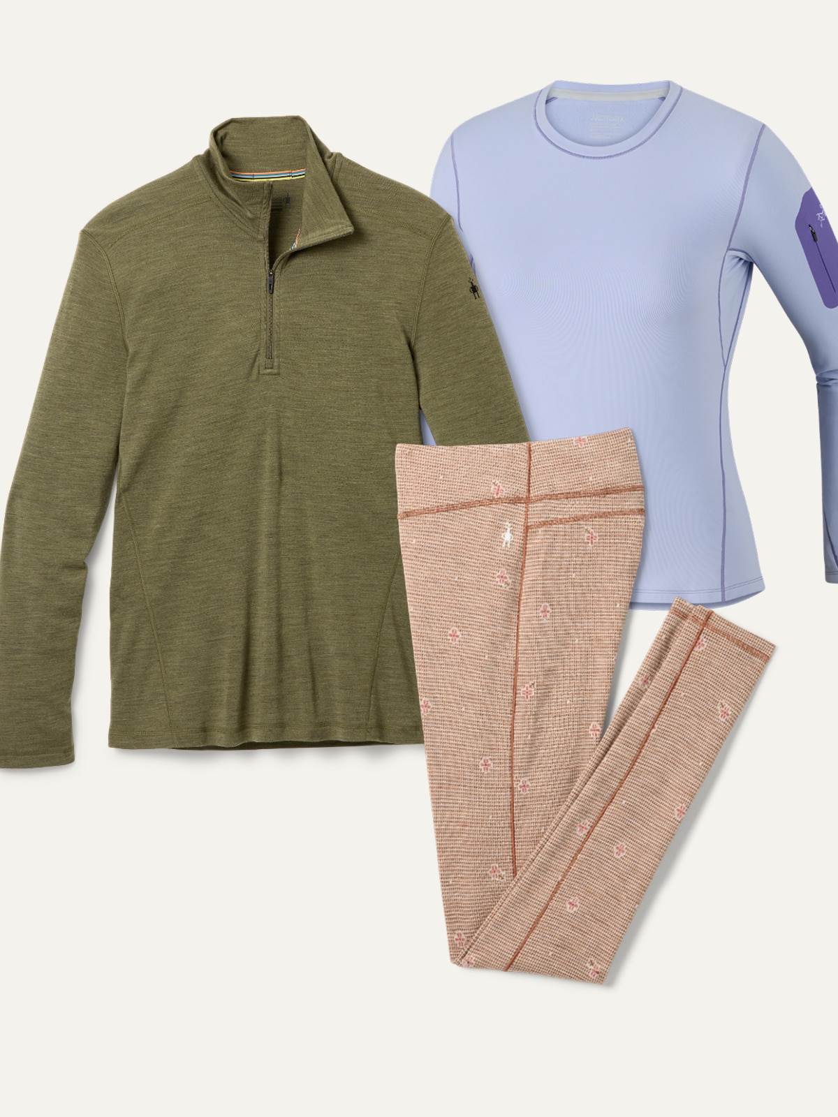 A collage of base layers on a light colored background.