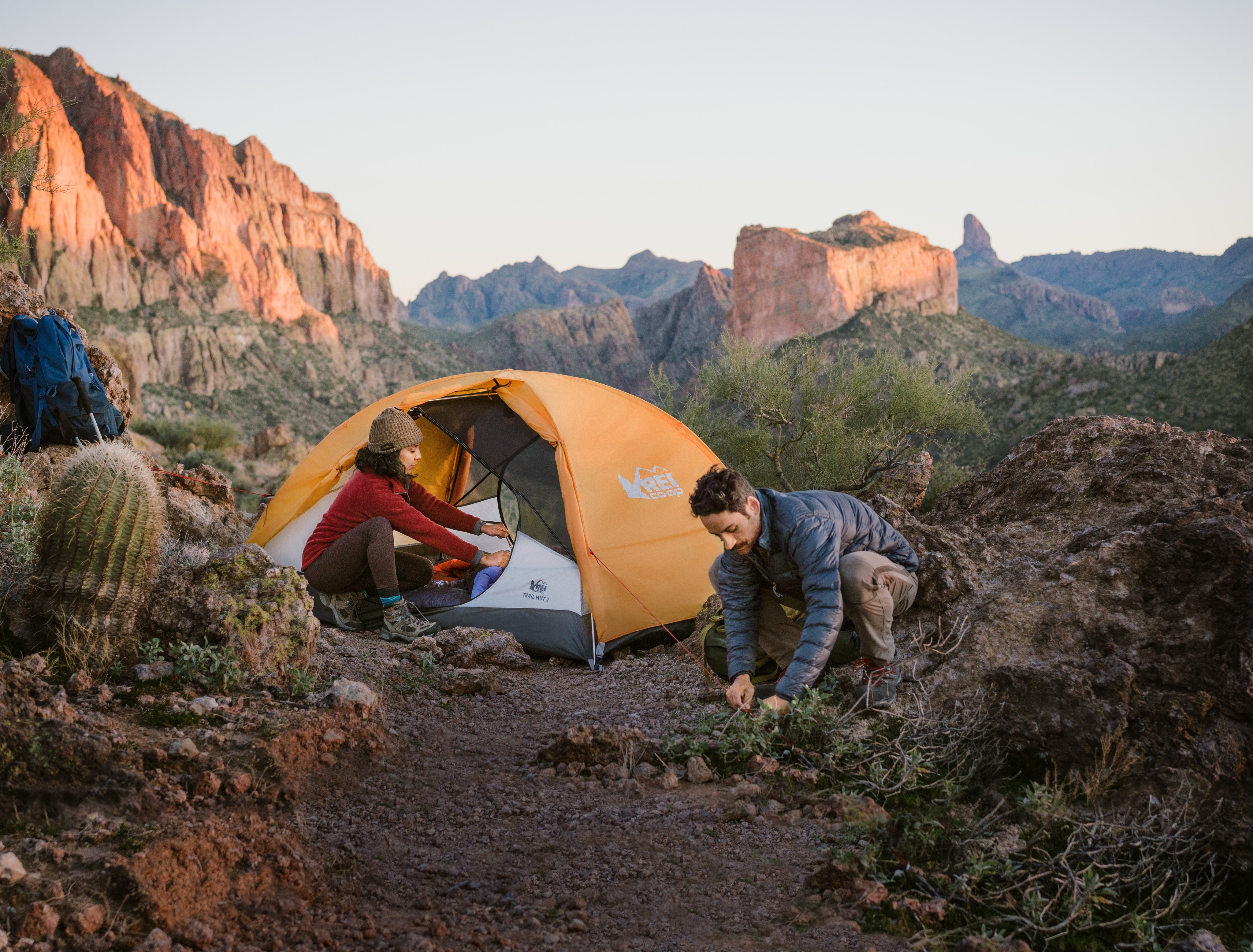 Couple camping in the desert