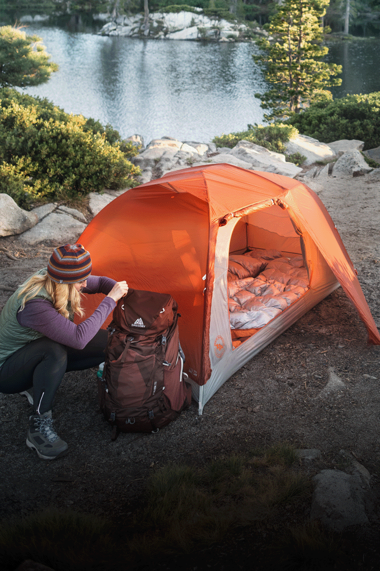 Two campers set up the Big Agnes Copper Spur HV UL tent