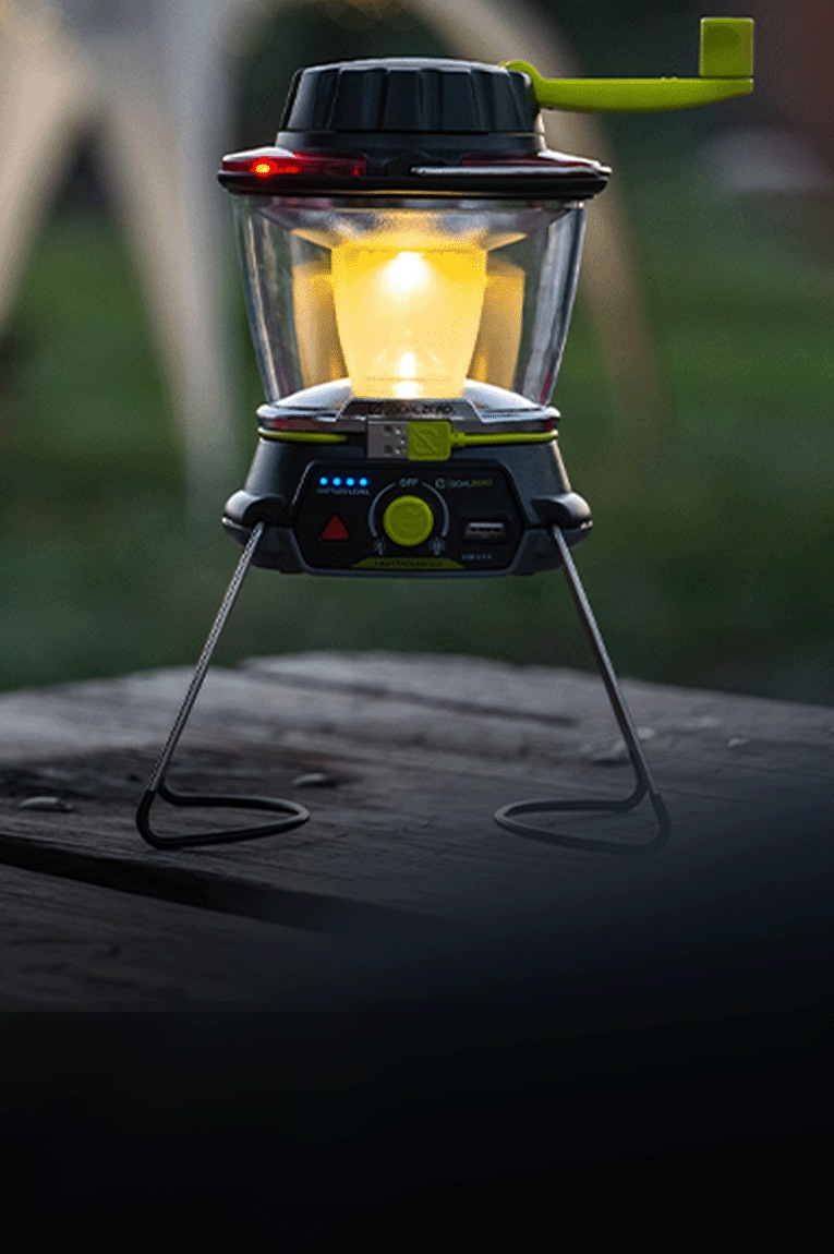 The Goal Zero Lighthouse 600 Lantern on a wooden table