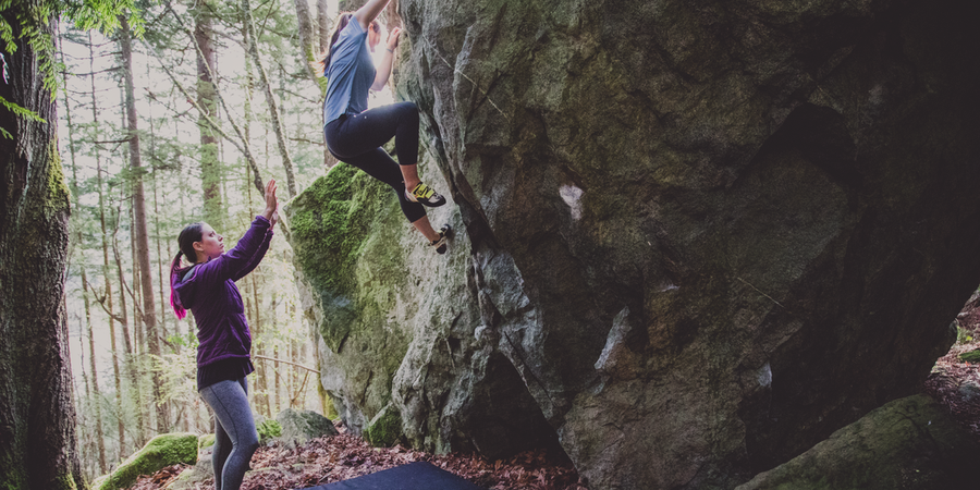 climber bouldering