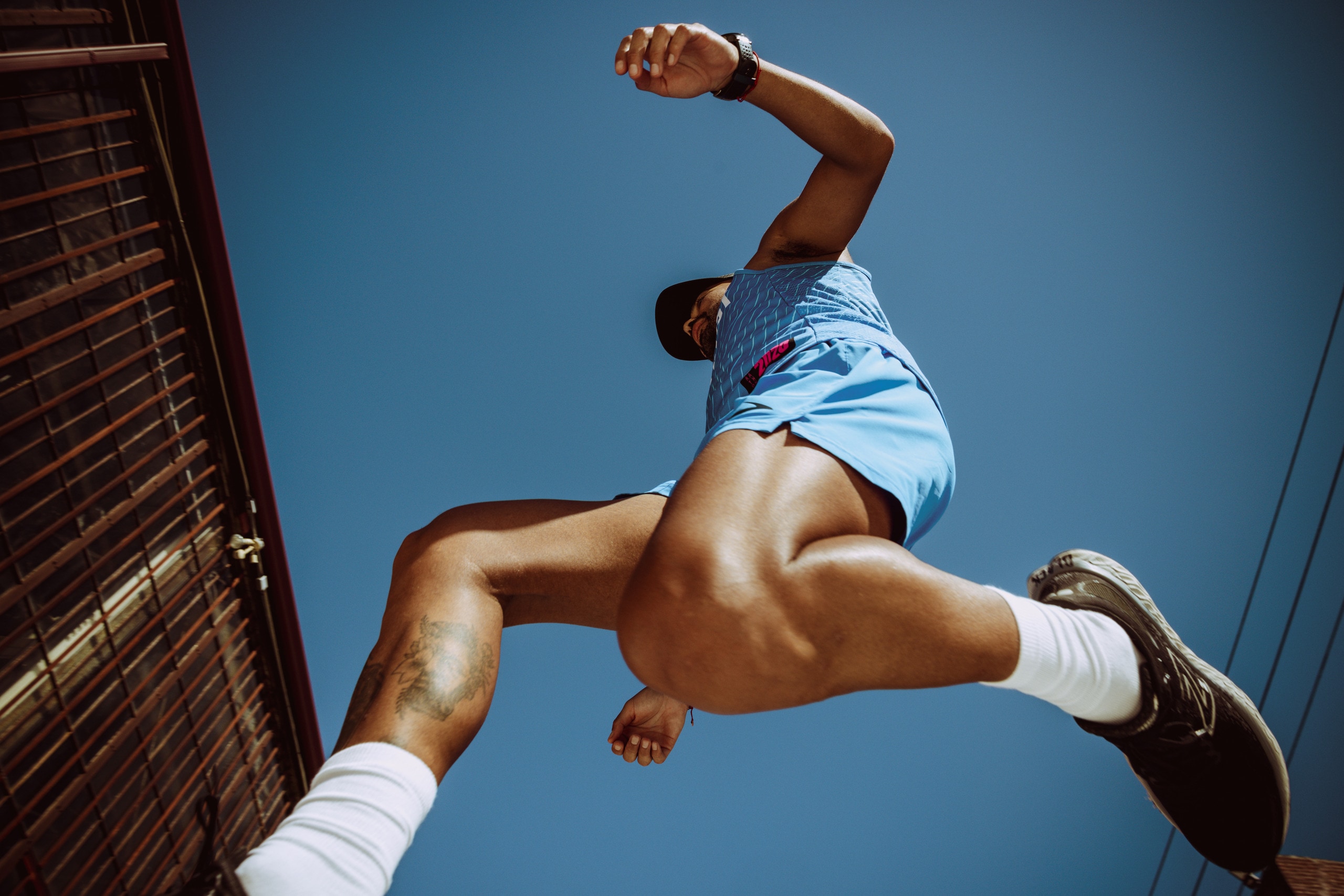 A bottoms-up view of runner and BlackListLA founder Erik Valiente
