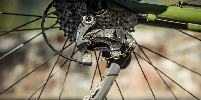 A detail shot of a bike derailleur hanger
