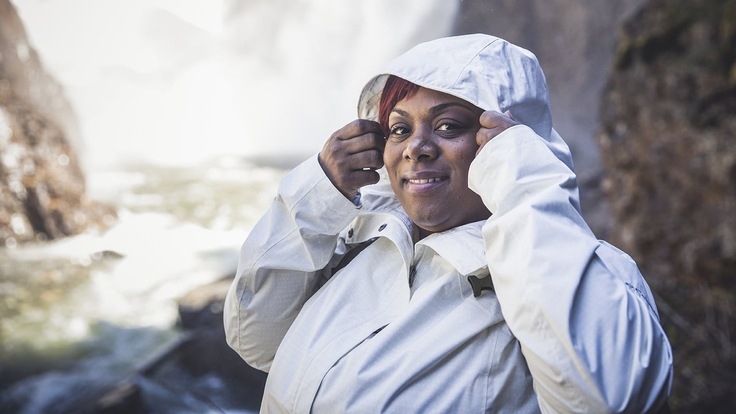 hiker in a rain jacket