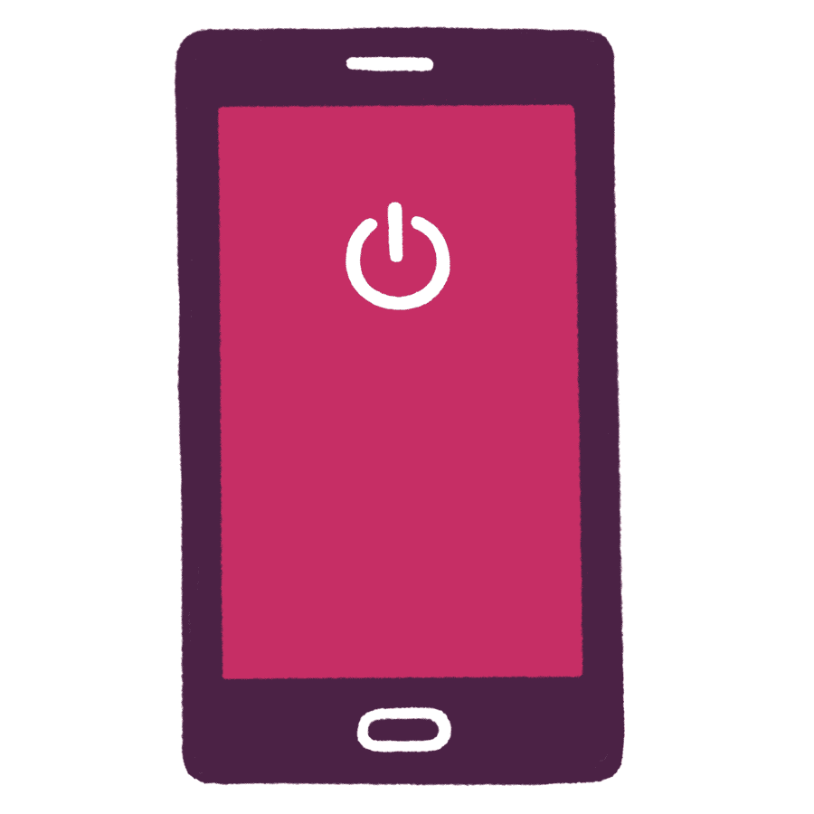 An animated illustration of a cellphone turning off