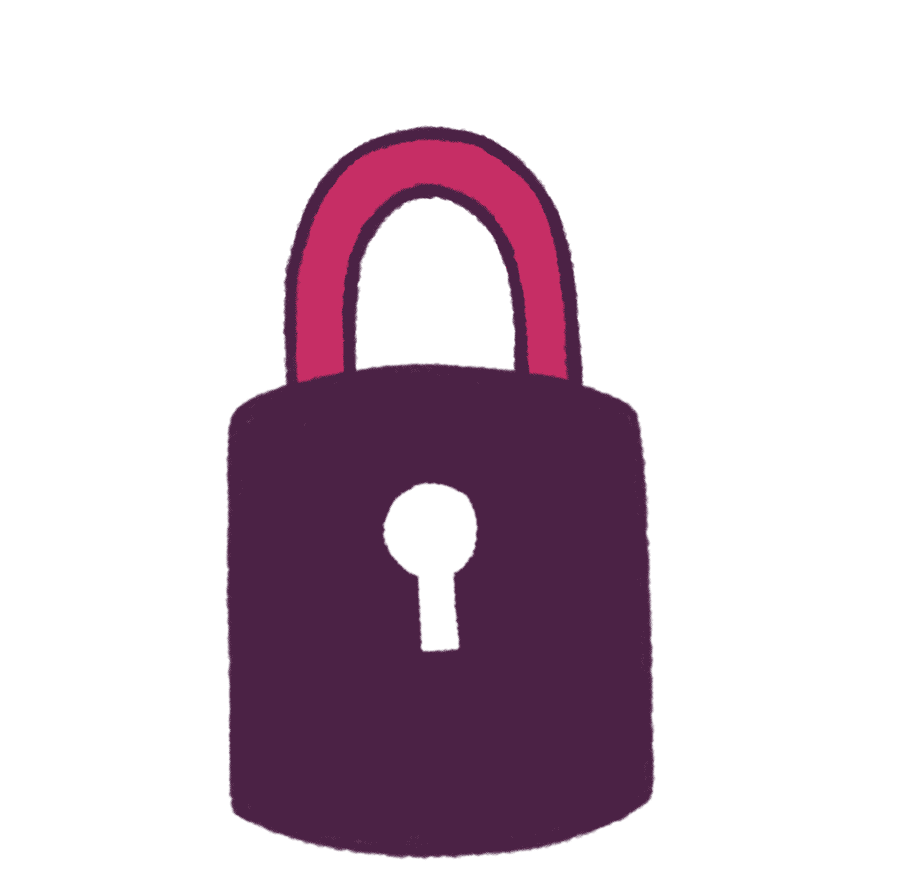 An animated illustration of a padlock opening and closing