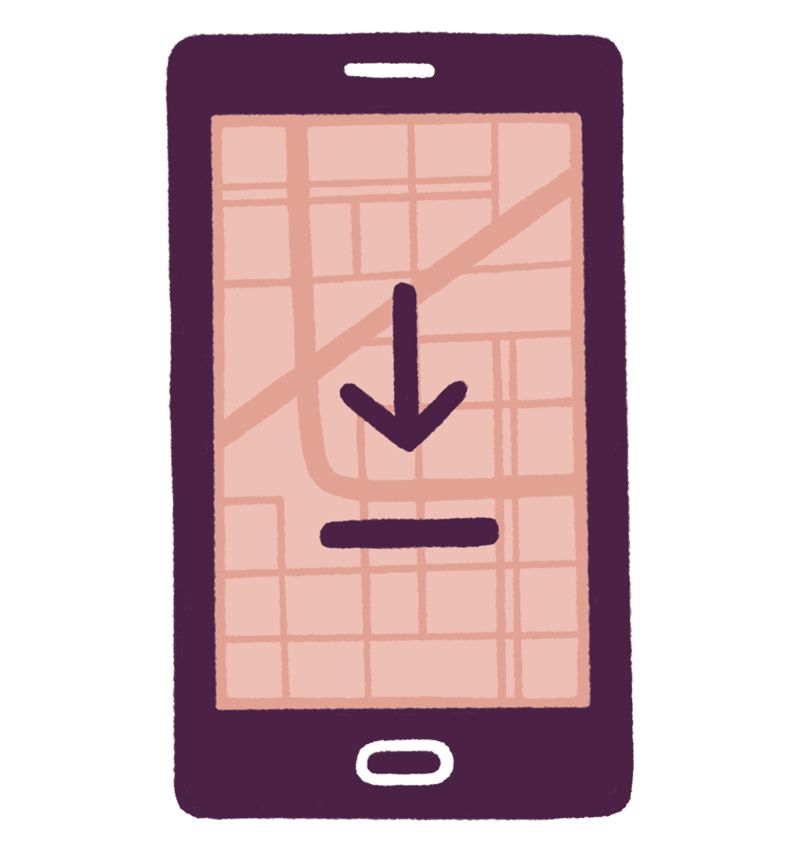 An animated illustration of a phone downloading a map