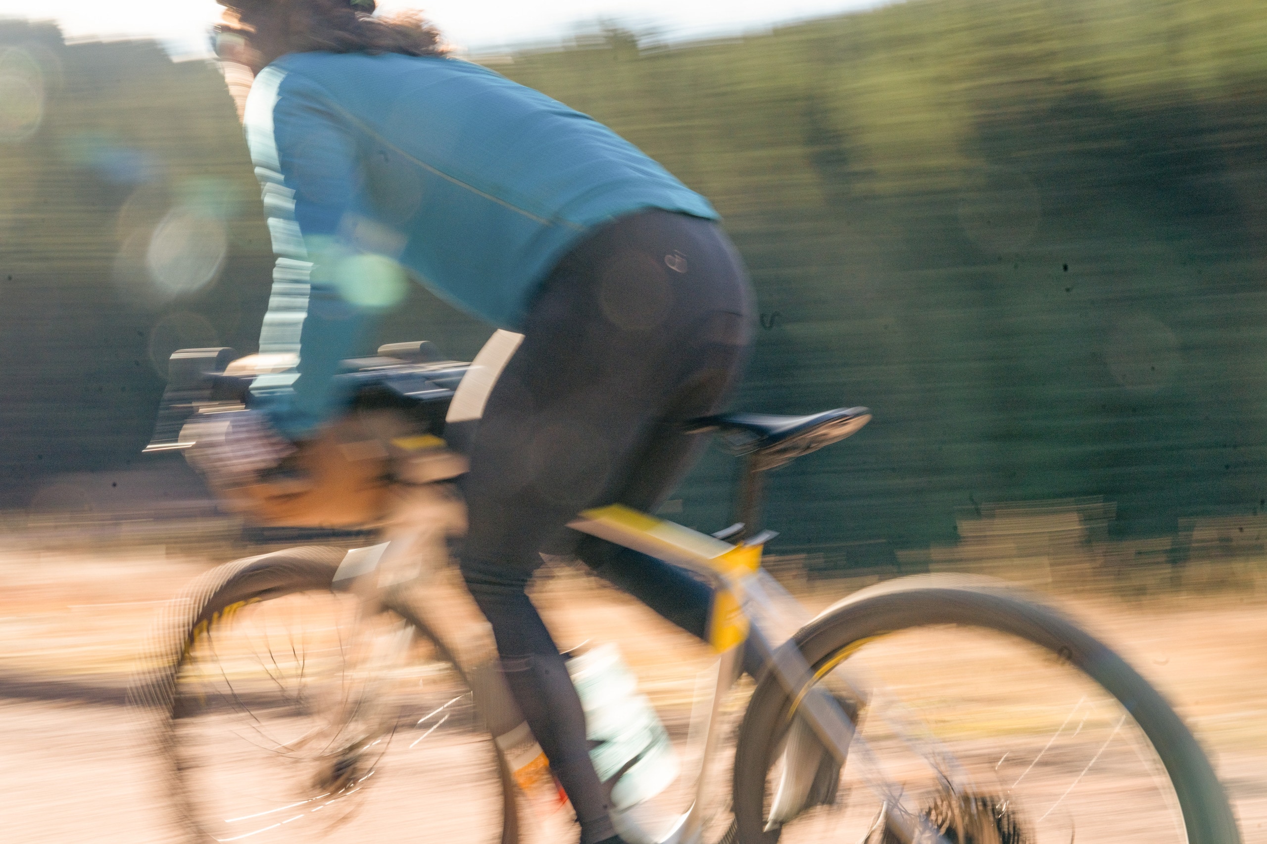 A cyclist rides a bike
