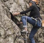 example of the undercling move in rock climbing
