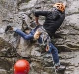 example of knee drop rock climbing move
