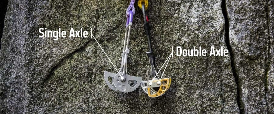 double axle rock climbing cam vs single axle cam