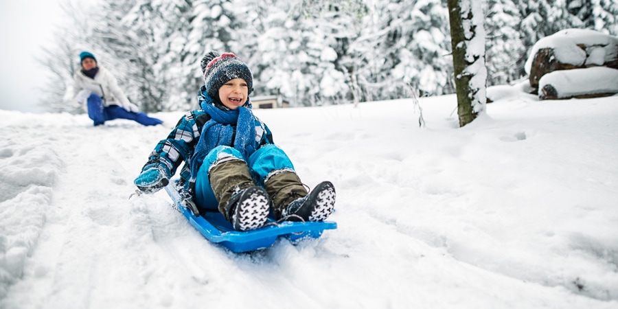 kids playing in snow