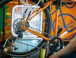 Close up of a bike's gears
