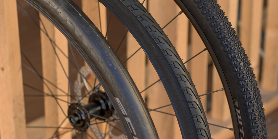 three examples of road bike tire tread