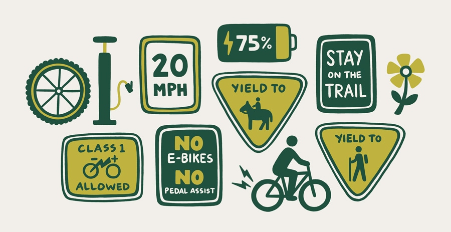 An illustration of trailhead signs