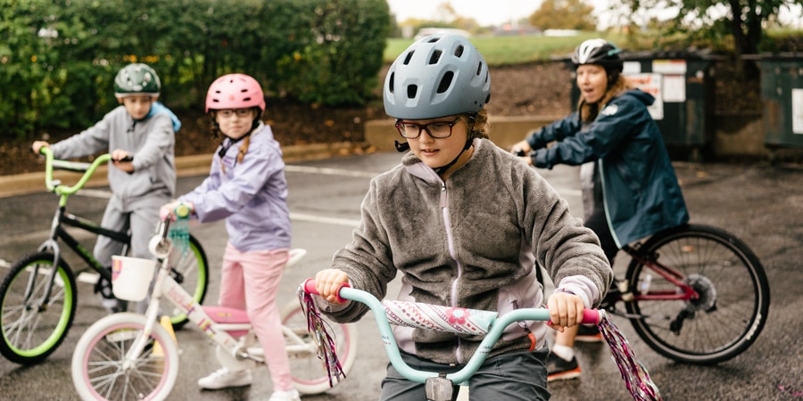 children riding bikes