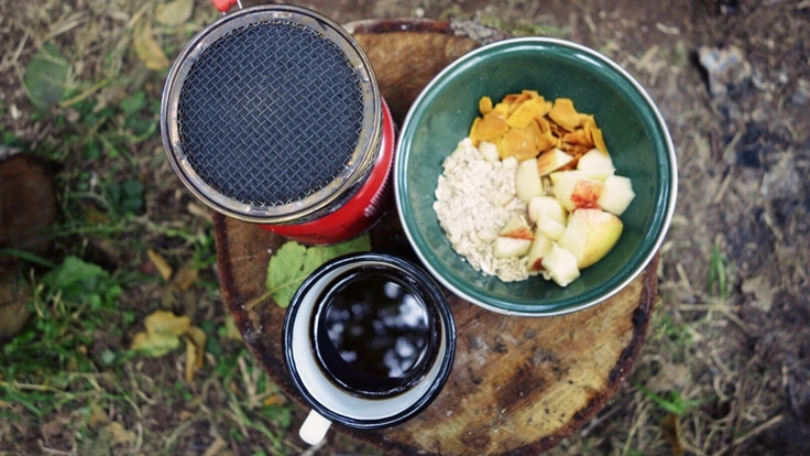 Stove, coffee and oatmeal
