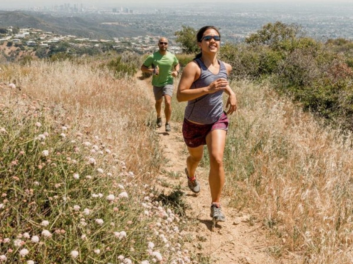 Runners on a trail