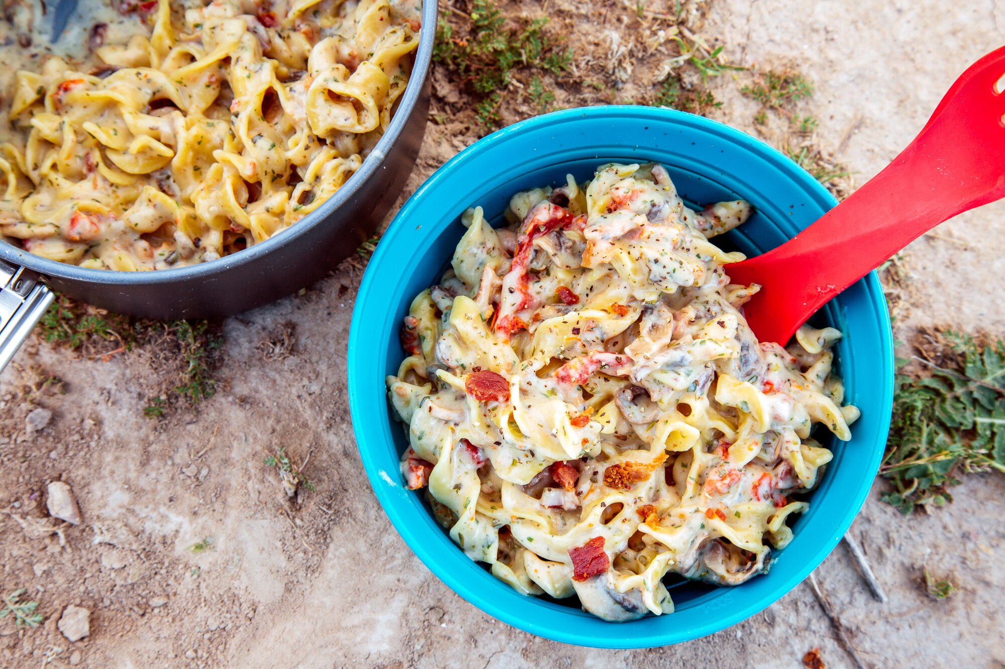 Backpacking pasta Alfredo completed