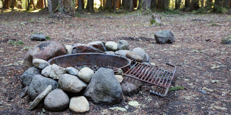 campfire ring at a designated campground