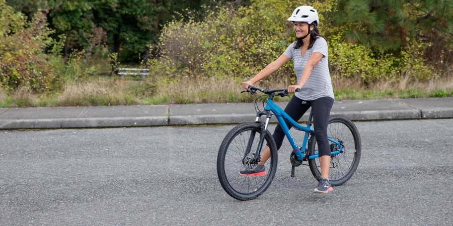 a kid riding a bike