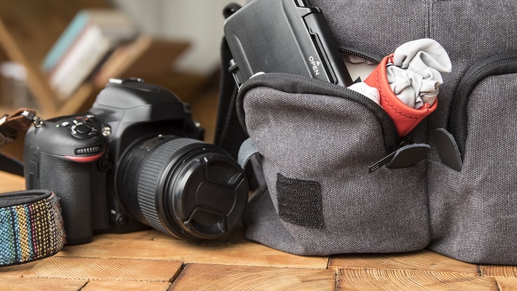 Compact Camera Bag with Waterproof Rain Cover , Belt Loop