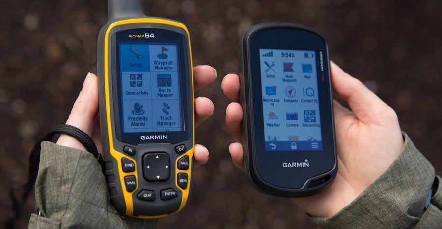 REI Expert Advice: How to Choose and Use a GPS - GPS Buying Made Easy - two different handheld GPS devices held in hand