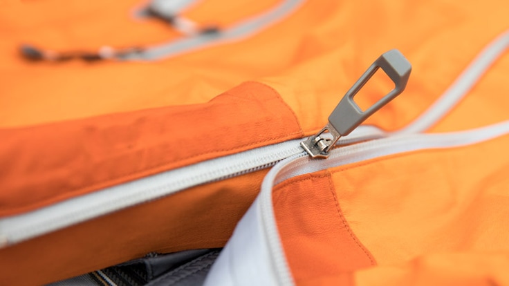 A jacket with a broken zipper