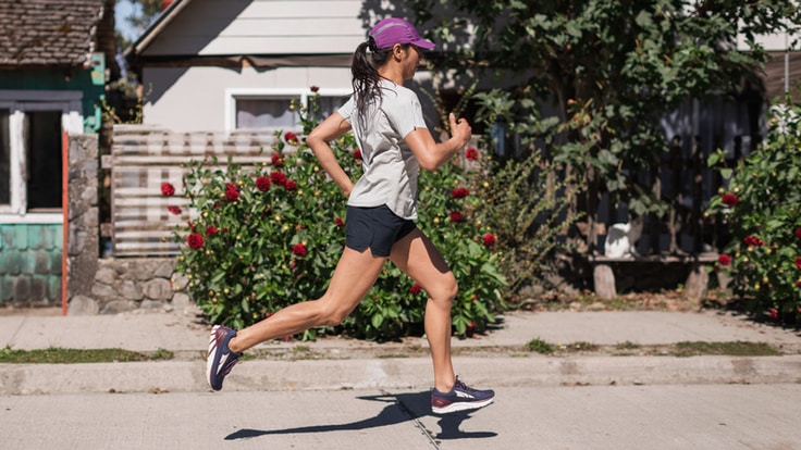 A runner out for a jog on a residential street