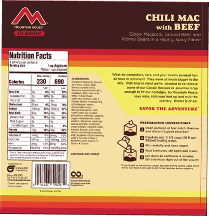 Mountain House Classic Chili Mac with Beef - 3 Servings 1