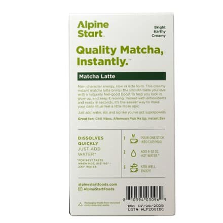 Alpine Start Instant Matcha Latte - Package of 5 1
