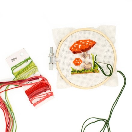 Kikkerland Mini Cross Stitch Embroidery Kit - Mushroom 2